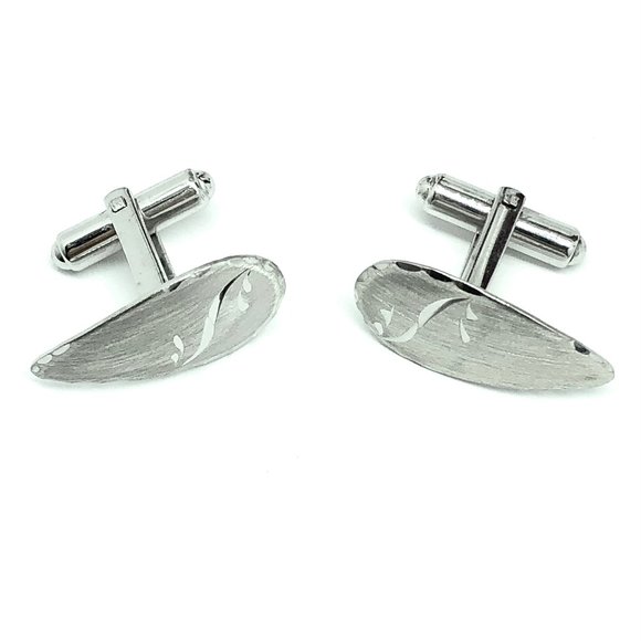 Cufflinks Sterling Silver Brushed Paisley Design Bullet Back Cufflinks | Jewelry - Picture 5 of 5